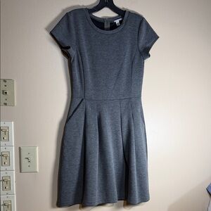 Halogen Gray Short-Sleeve Fit-and-Flare Mini Dress